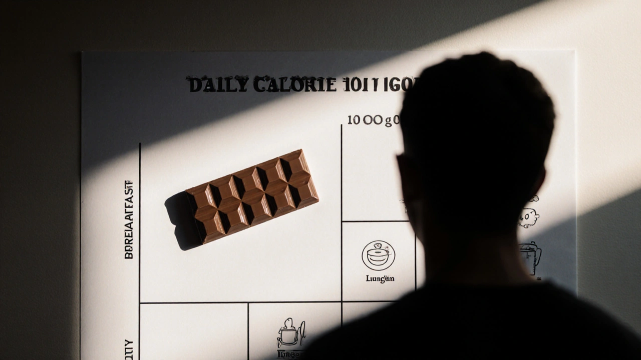 Čokoláda na grafu denního příjmu kalorií, zabírající třetinu prostoru.
